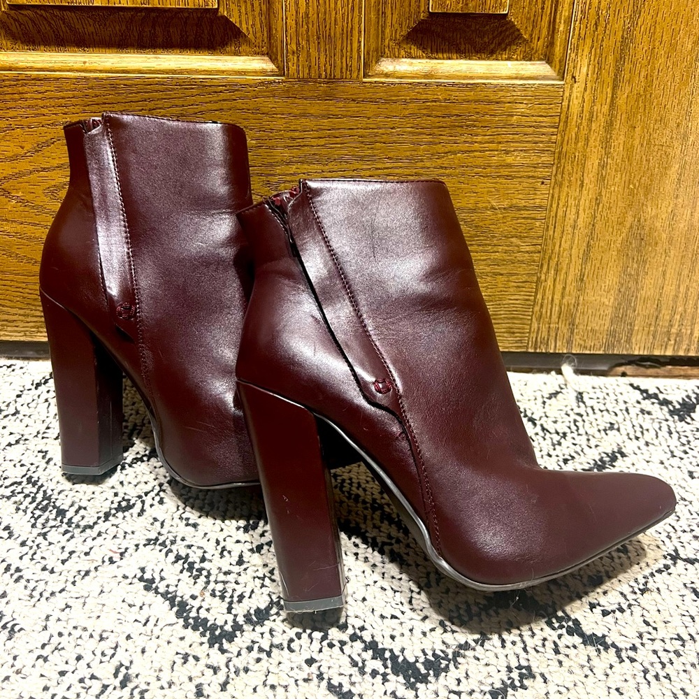 JustFab Deep Red Boot Heels